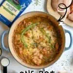 French Onion Chicken Bake in a skillet with herbs and cheese, ready to serve.