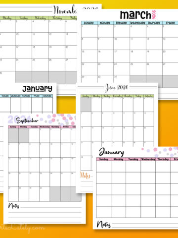 collage of calendar printables for 2026.