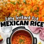 Close-up of flavorful Mexican rice cooked in an Instant Pot with herbs and spices.