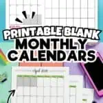 Printable blank monthly calendars for November December and April 2026 with colorful design.