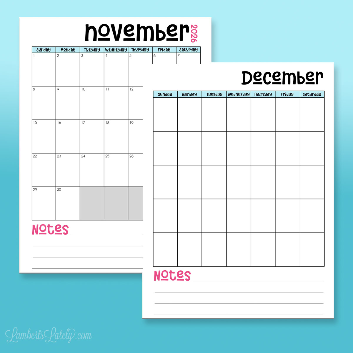calendar printable on a blue background - portrait orientation.
