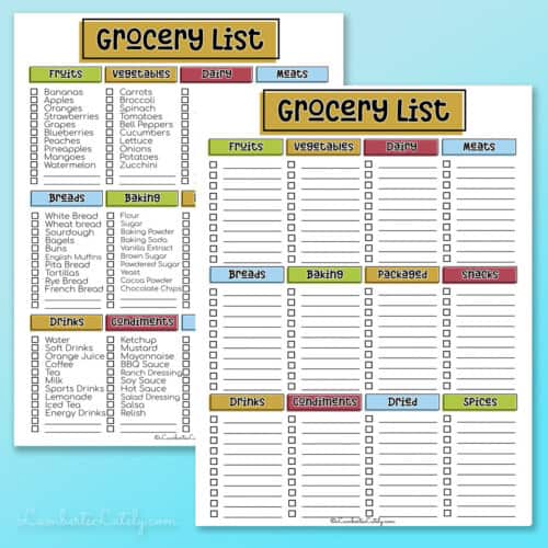 Grocery List Template (Free Printables) Lamberts Lately