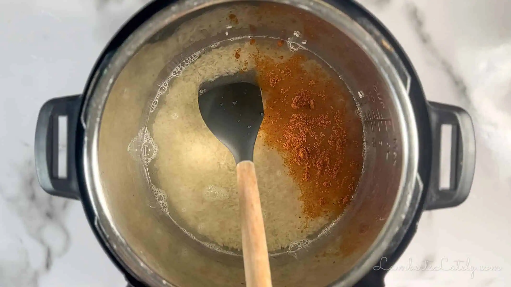 added water and spices to rice in an instant pot.