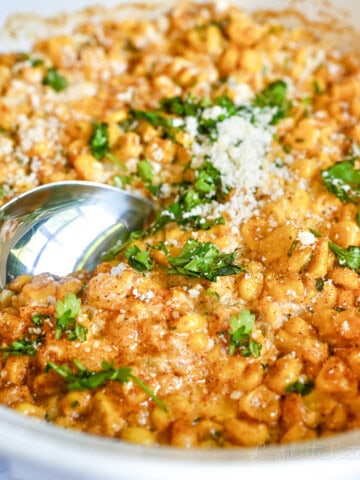 spoon in mexican street corn casserole.