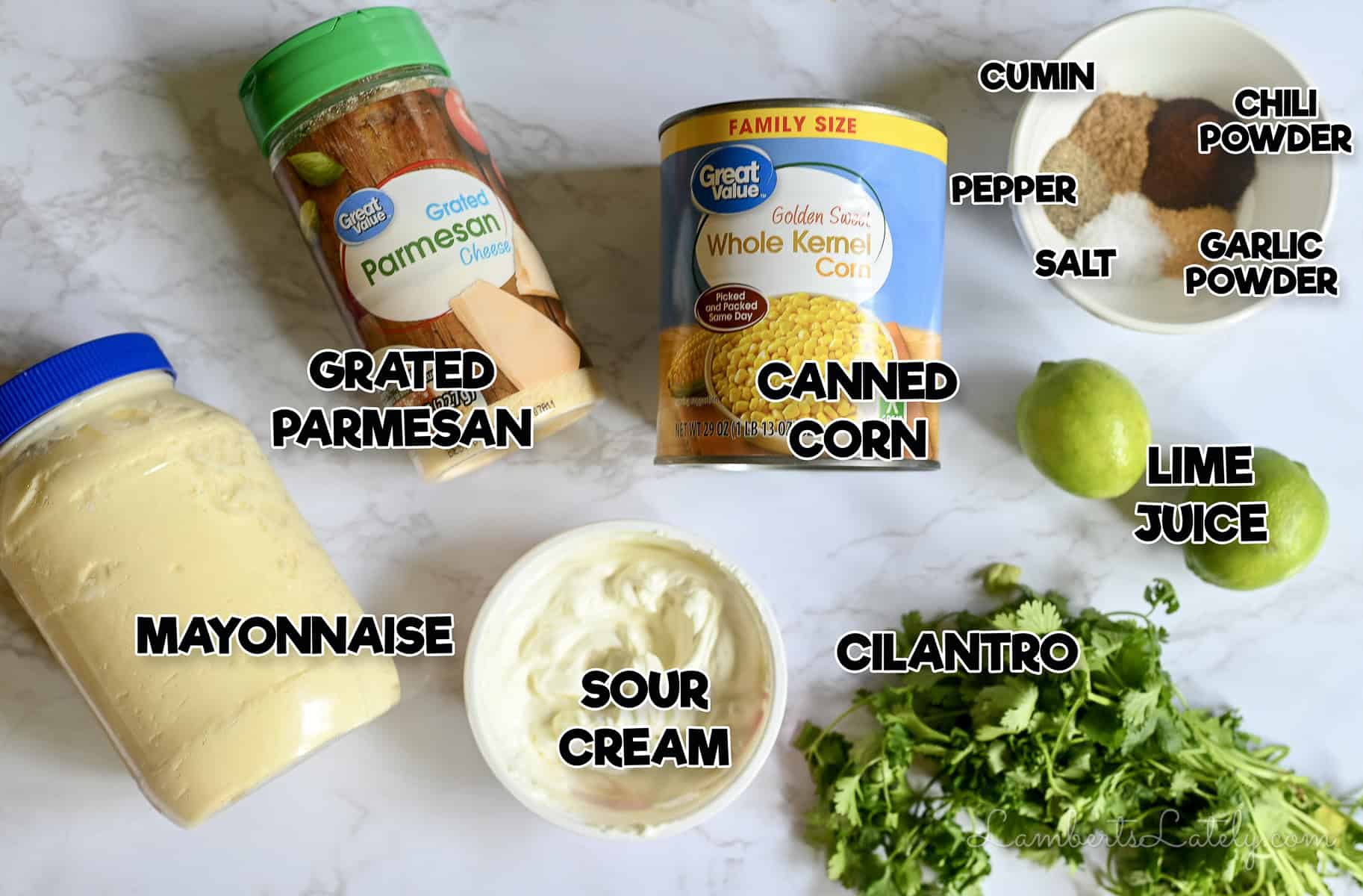 ingredients for elote casserole.