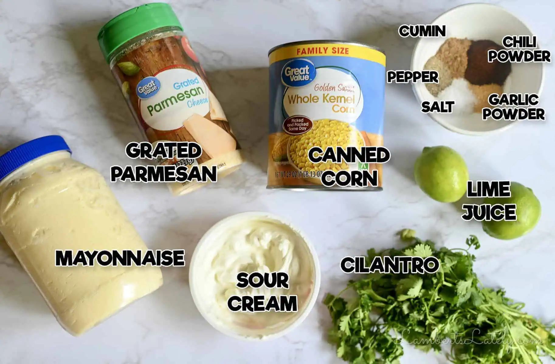 ingredients for elote casserole.