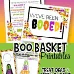 Colorful 'You've Been BOOED!' printable with Halloween-themed border and text.