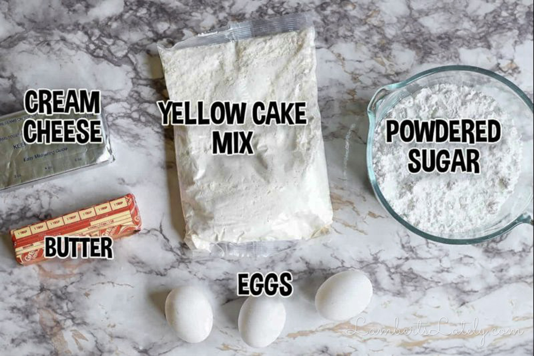 ingredients for chess squares.