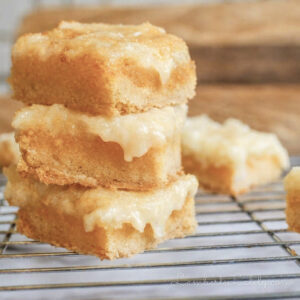 chess squares stacked on a baking rack.
