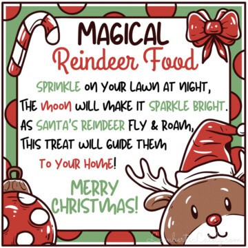 magical reindeer food printable tag.