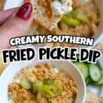 Creamy Southern Fried Pickle Dip served with fresh vegetables and crackers.