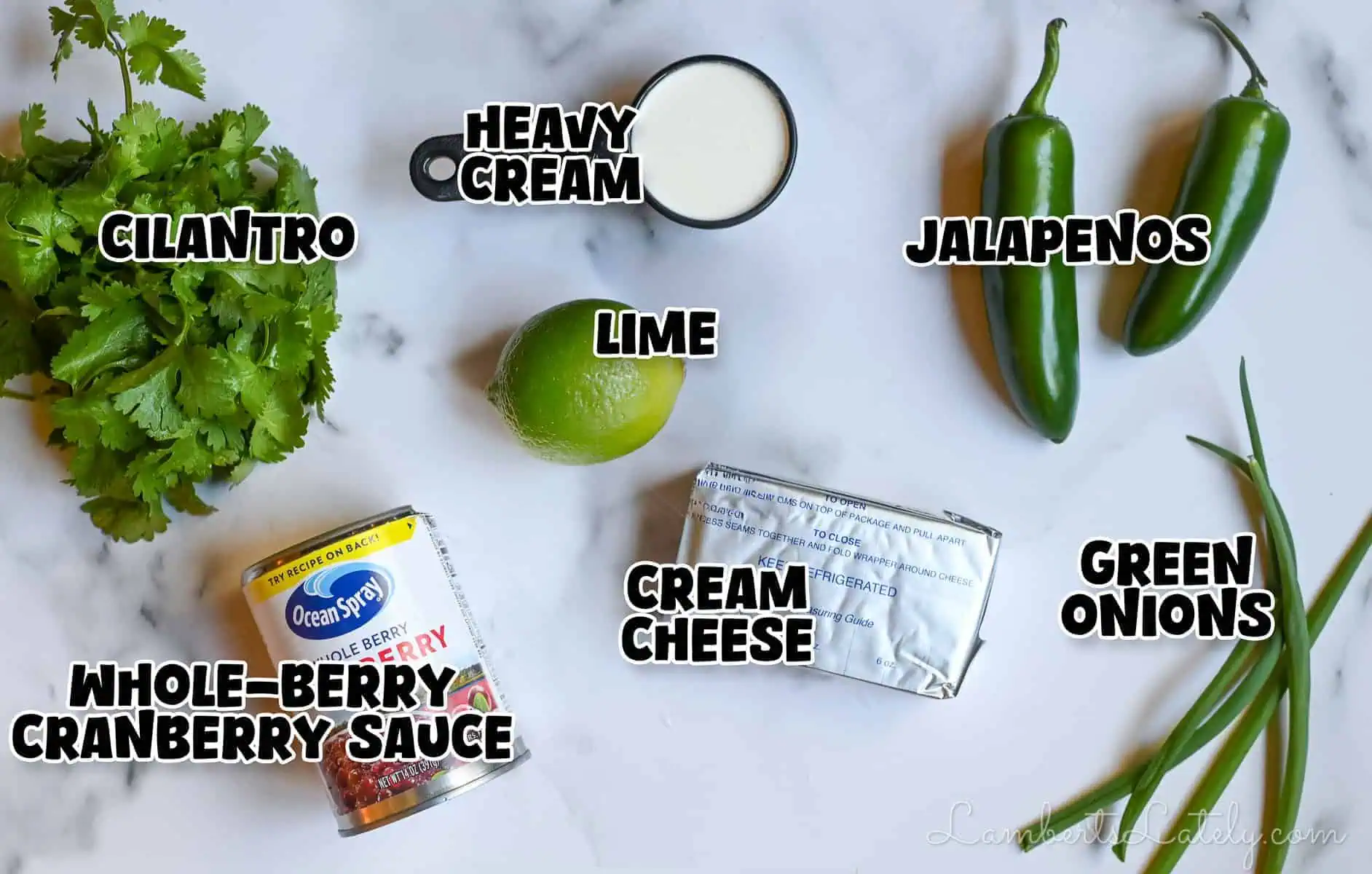 ingredients for cranberry jalapeno dip.