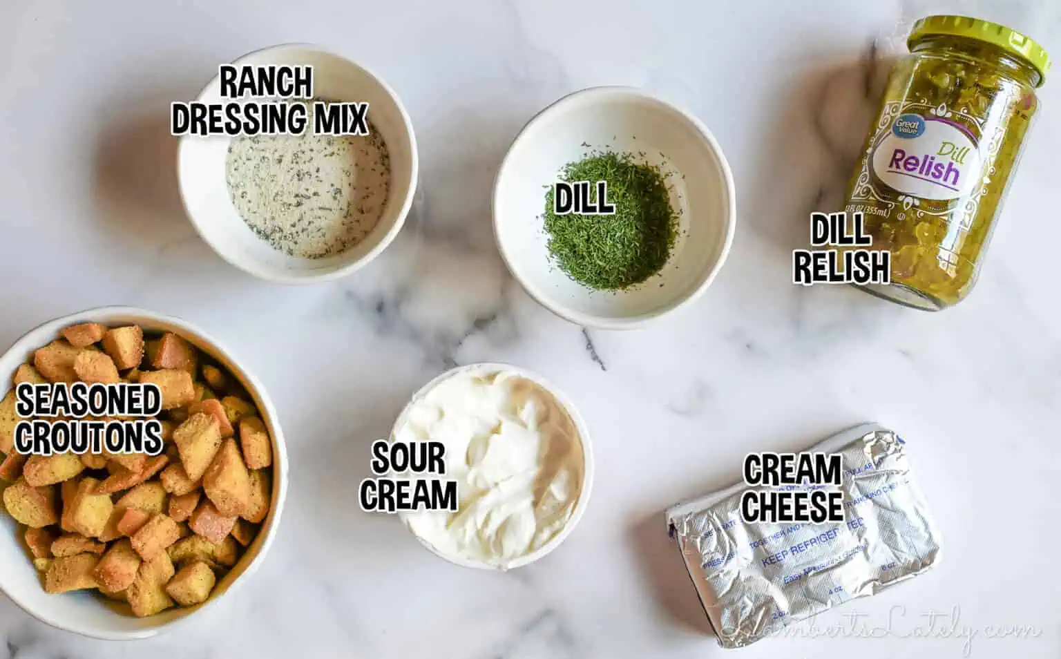 ingredients for fried pickle dip.