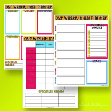 3 meal planning templates.