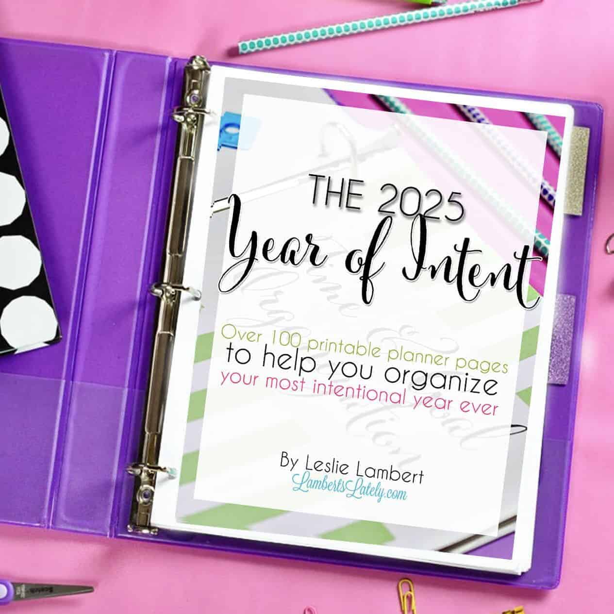 the 2025 year of intent in a notebook.