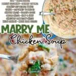 Close-up of Marry Me Chicken Soup with chicken, spinach, and creamy broth.