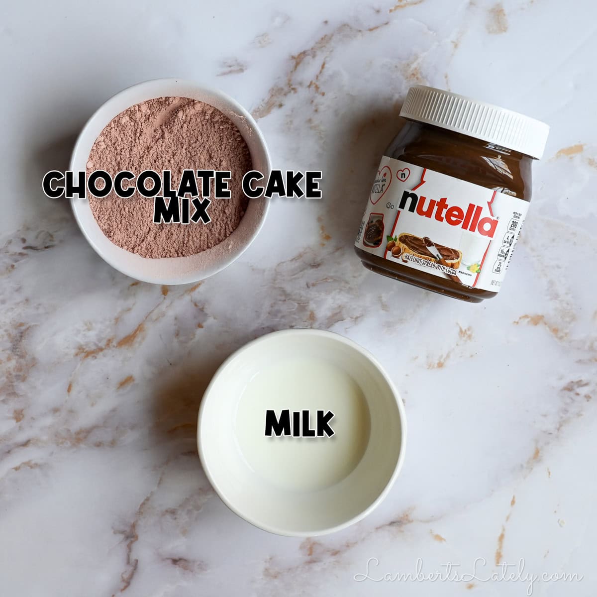 ingredients for nutella mug cake.