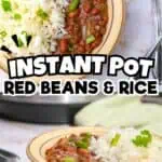 Delicious Instant Pot red beans and rice with green onions on top.