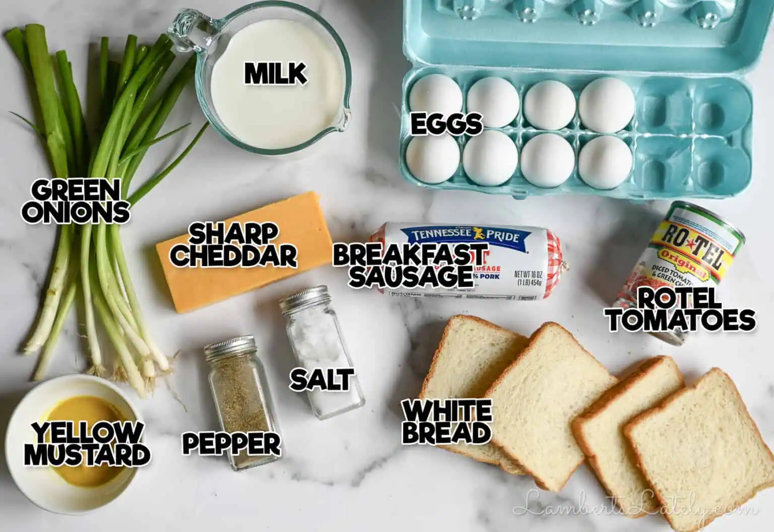ingredients for crock pot breakfast casserole.