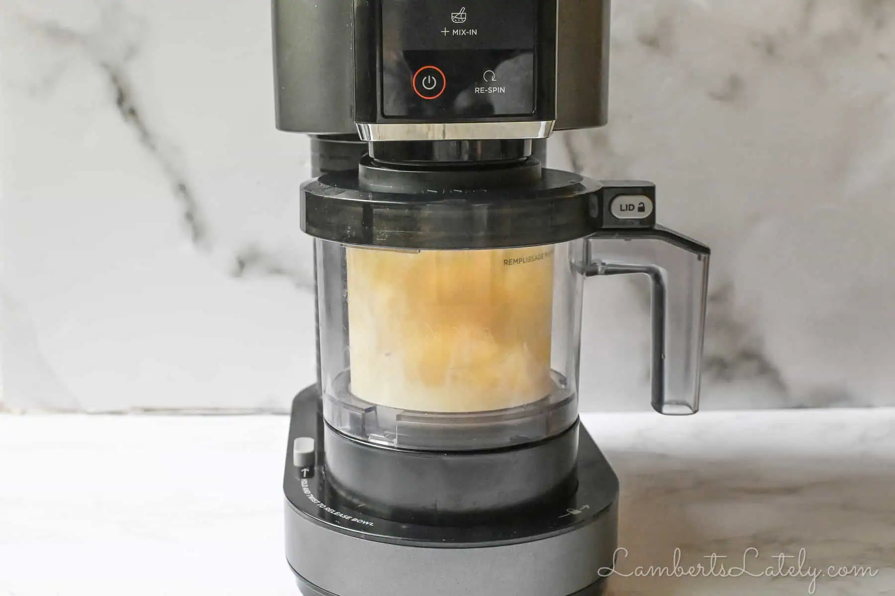 dole whip being processed with a ninja creami machine.