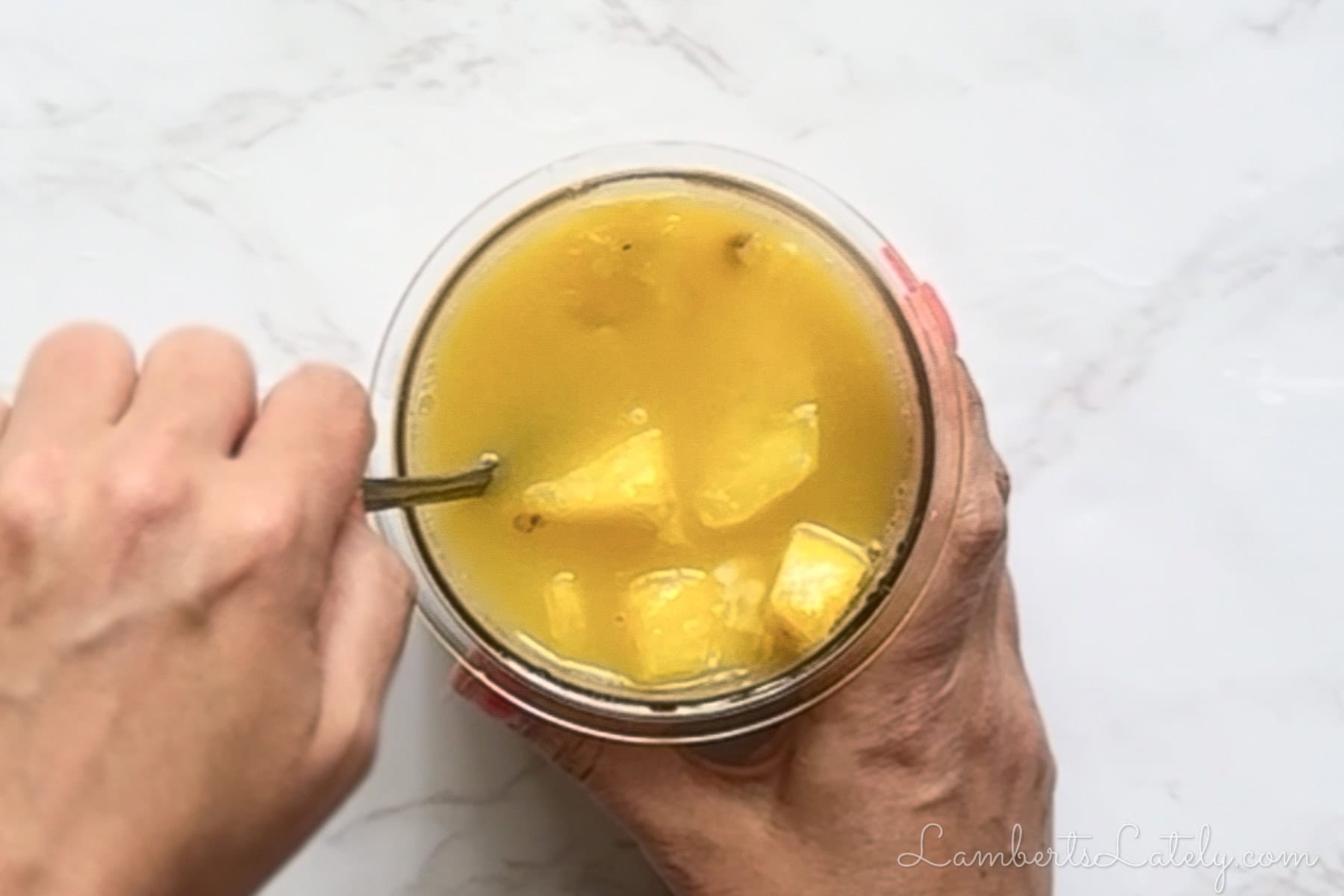 Frozen mango chunks and canned mango nectar for mango sorbet.