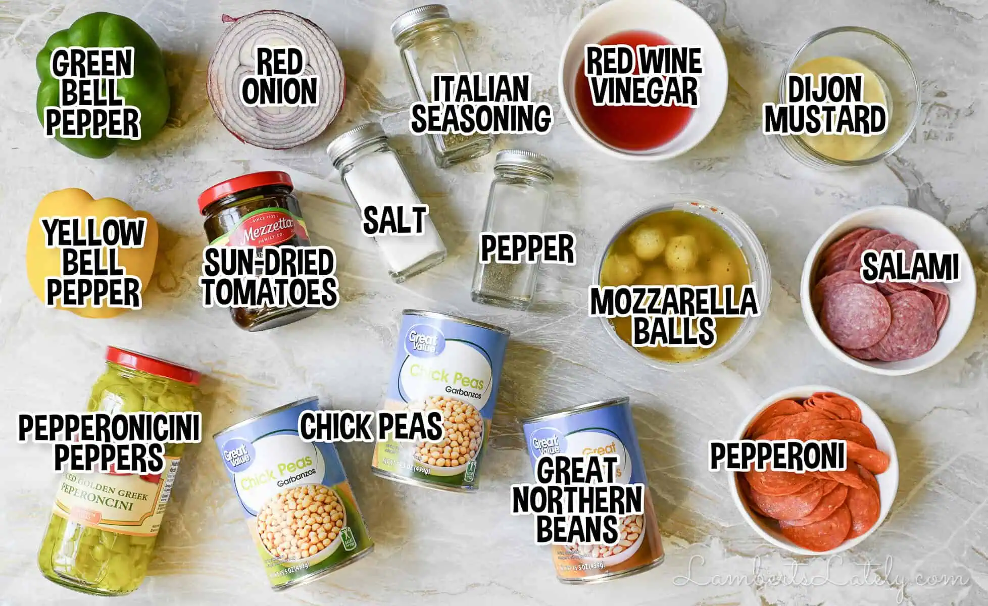 ingredients for italian dense bean salad.