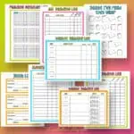 collage of reading log printables for kids.