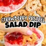 Strawberry Pretzel Salad Dip served with cookies and fresh strawberries.