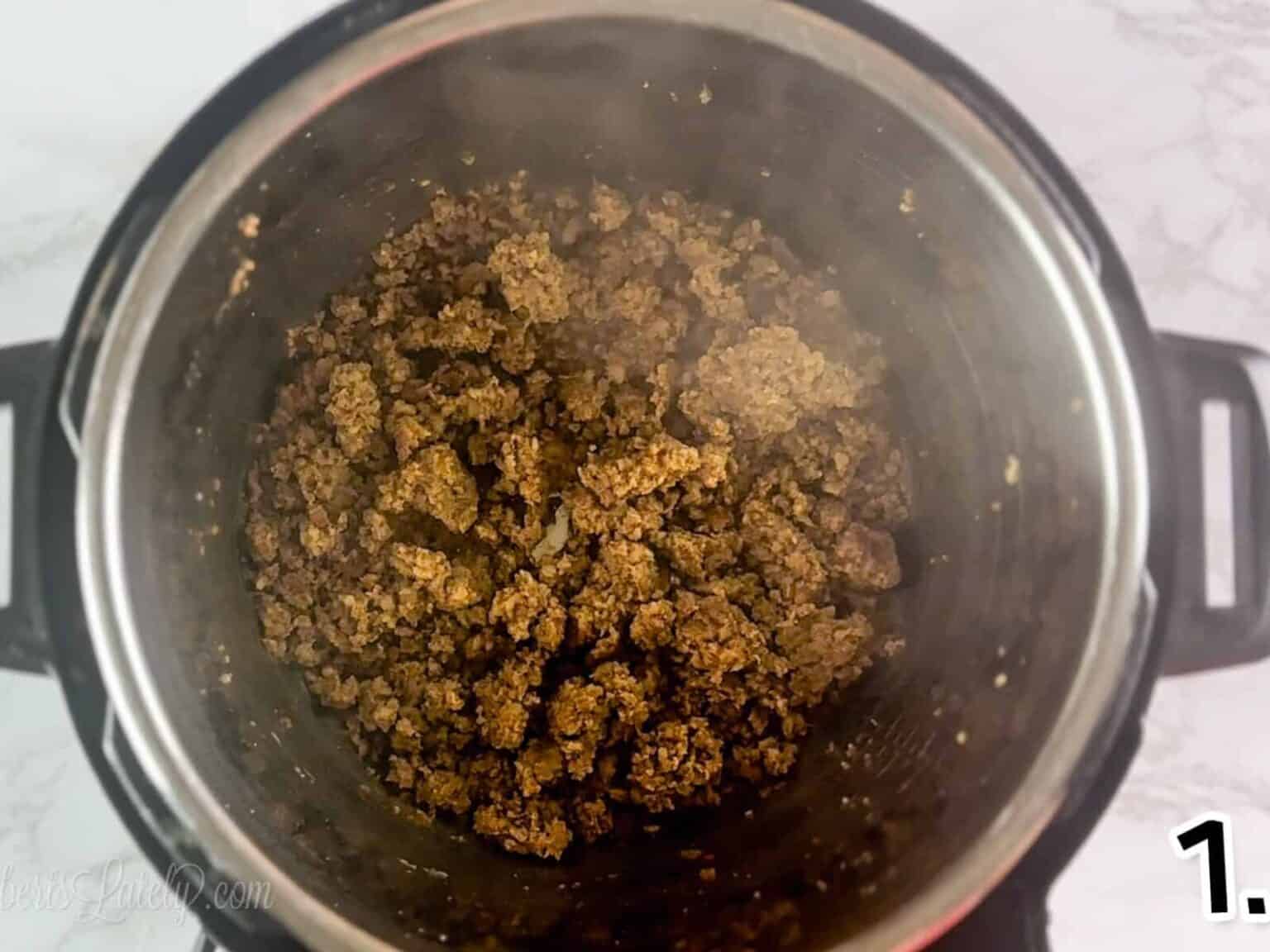 sausage cooking in an instant pot.