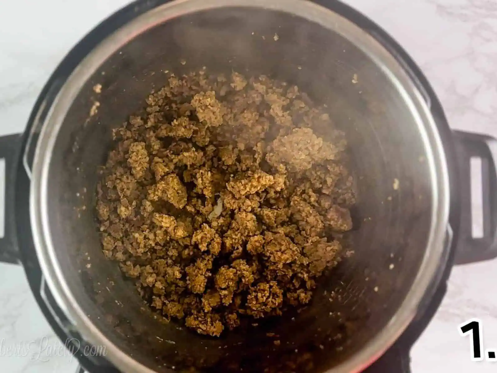 sausage cooking in an instant pot.