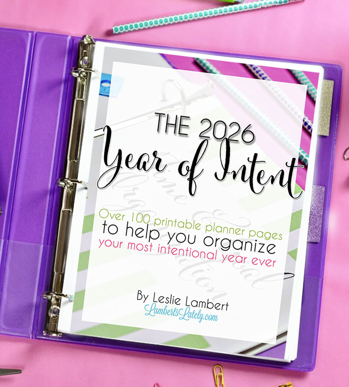 2026 year of intent cover page in a notebook.