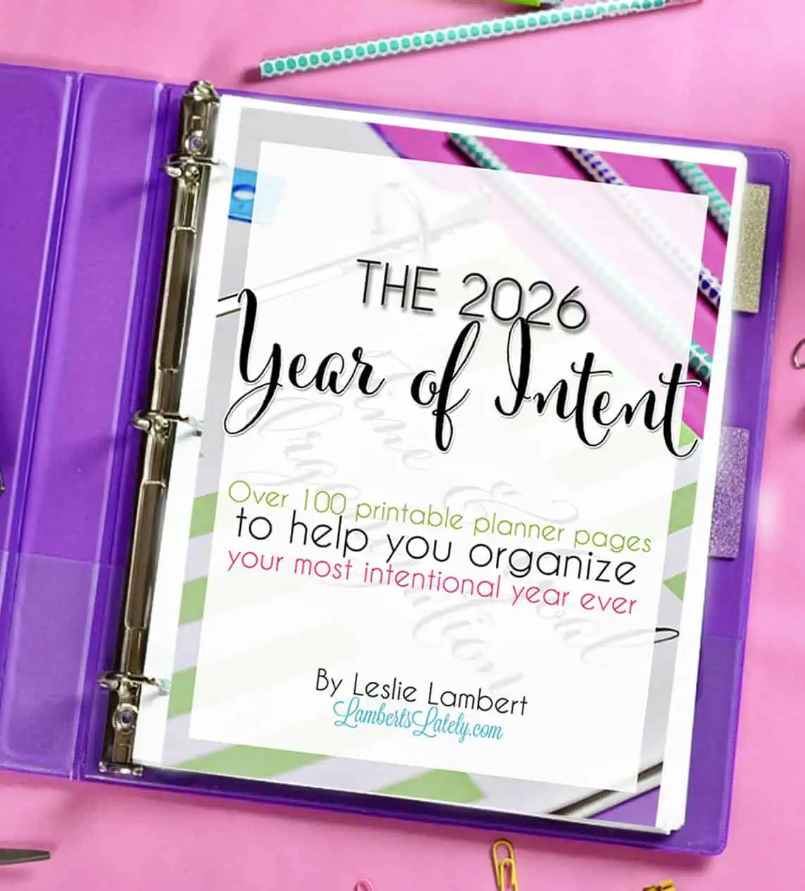 2026 year of intent cover page in a notebook.