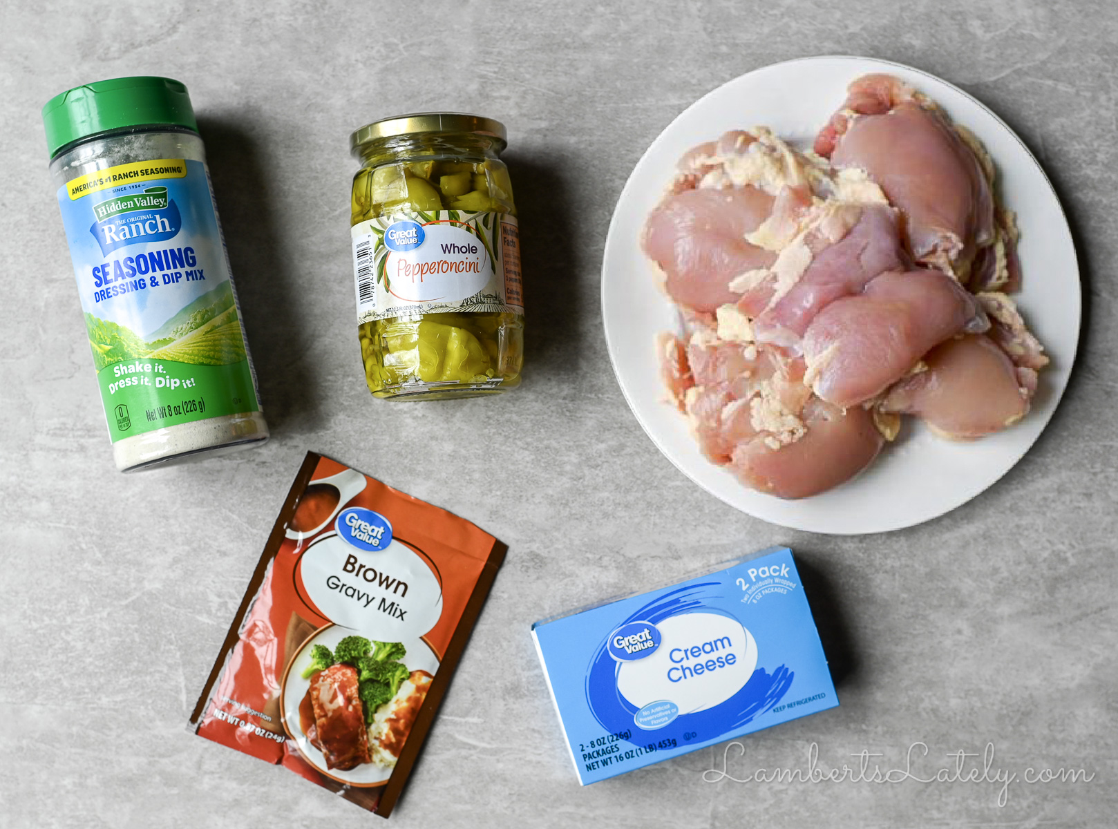 ingredients for instant pot mississippi chicken.