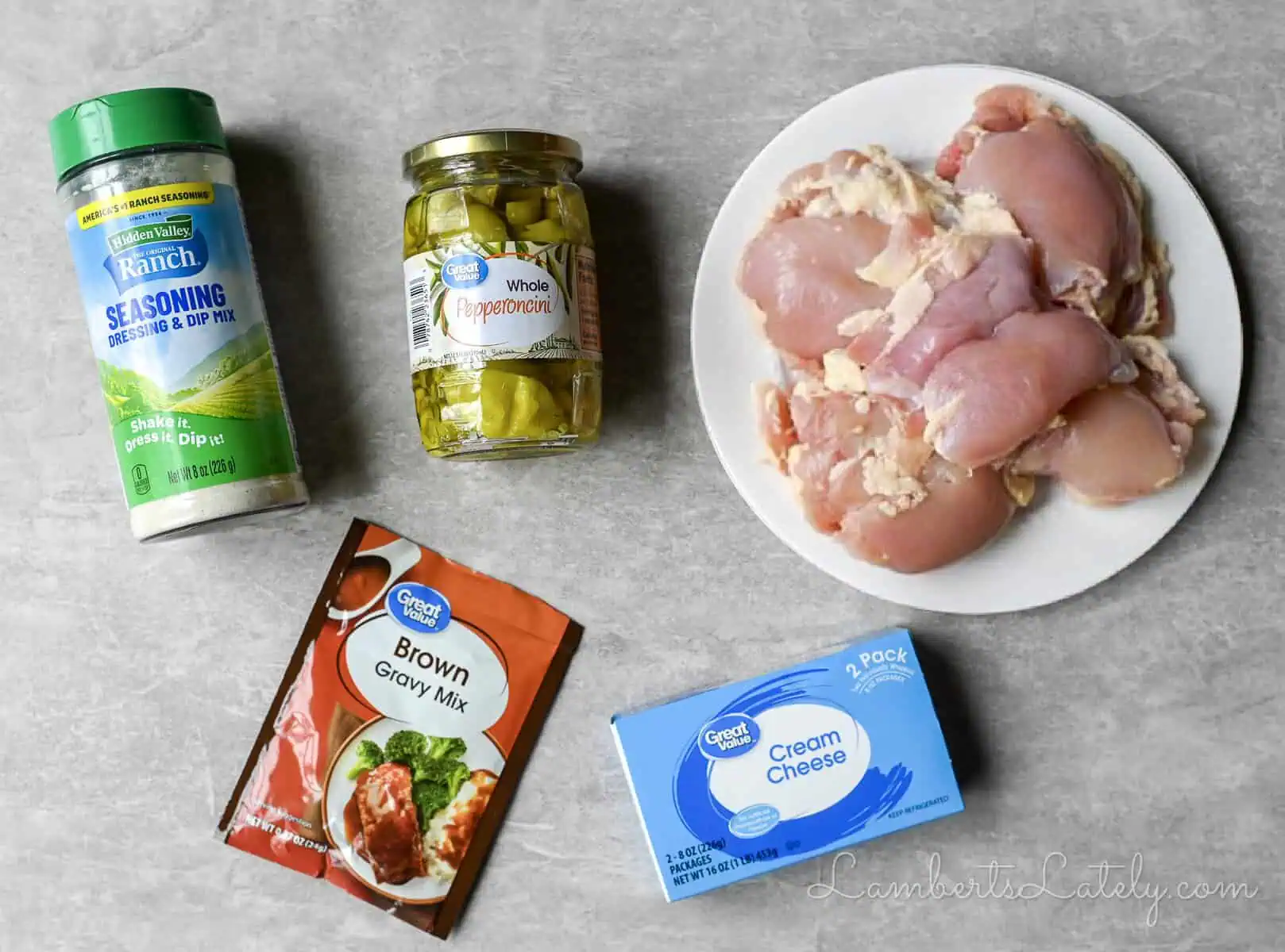 ingredients for instant pot mississippi chicken.