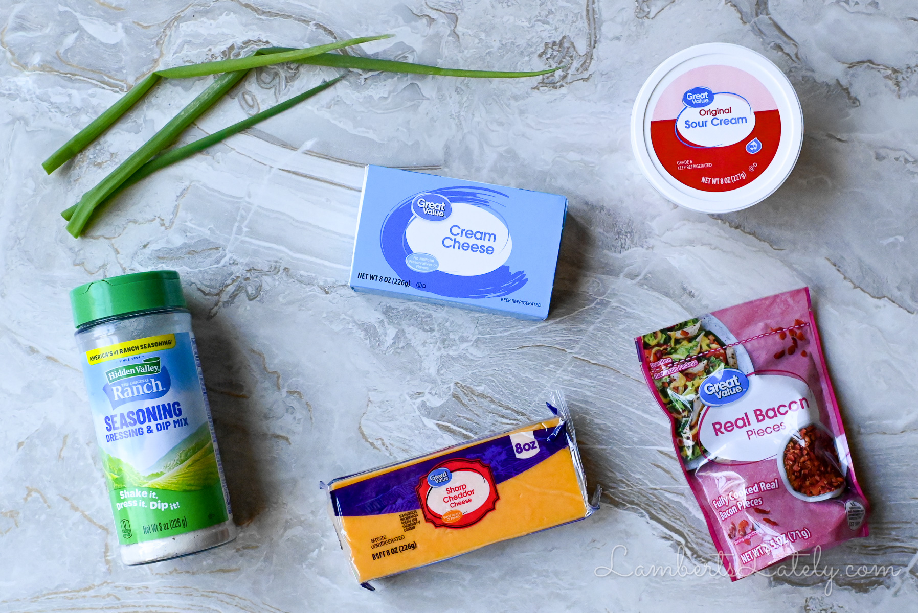 ingredients for creamy crack dip.