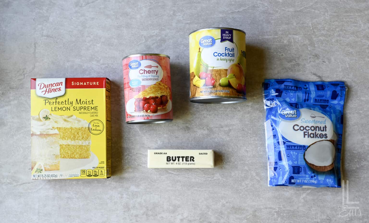 ingredients for tropical crock pot dump cake.