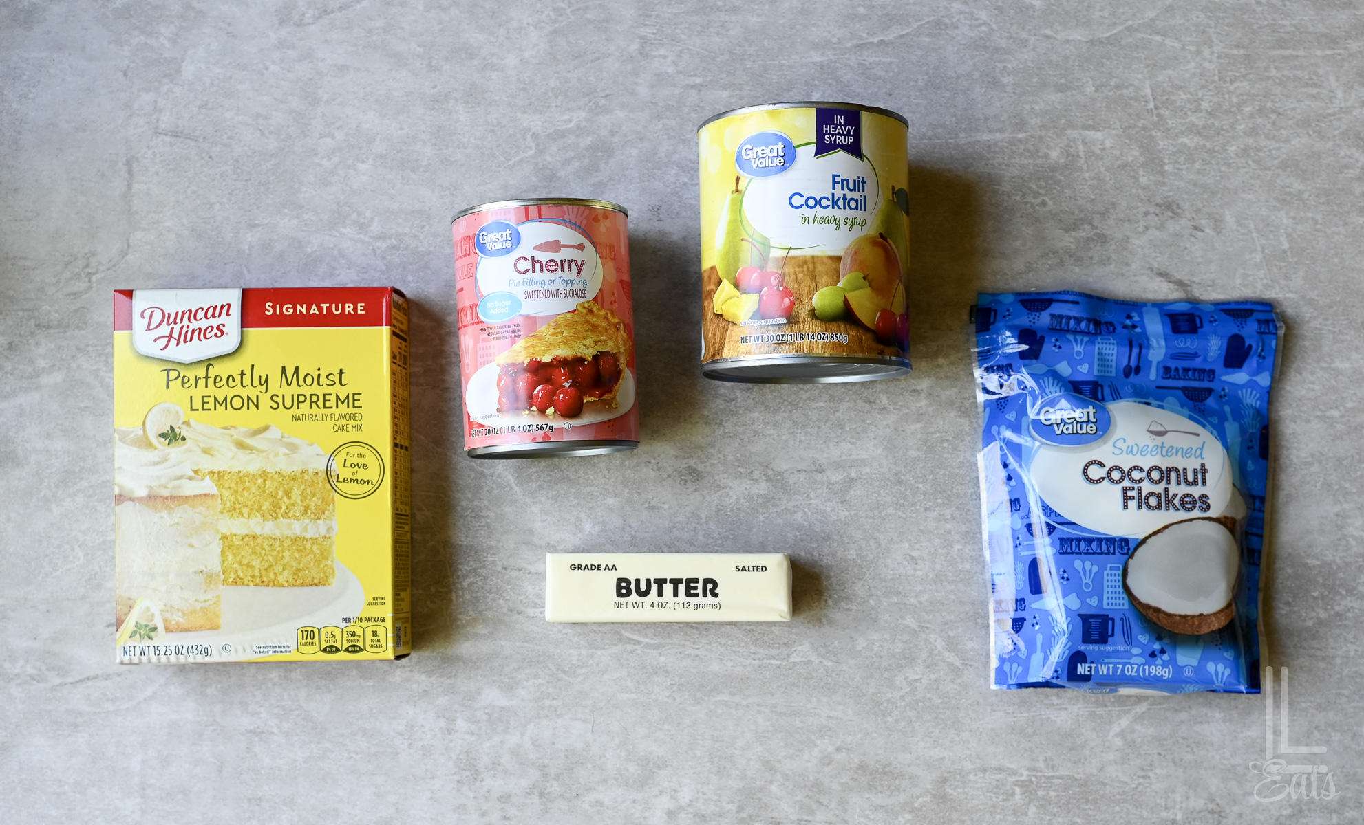 ingredients for tropical crock pot dump cake.