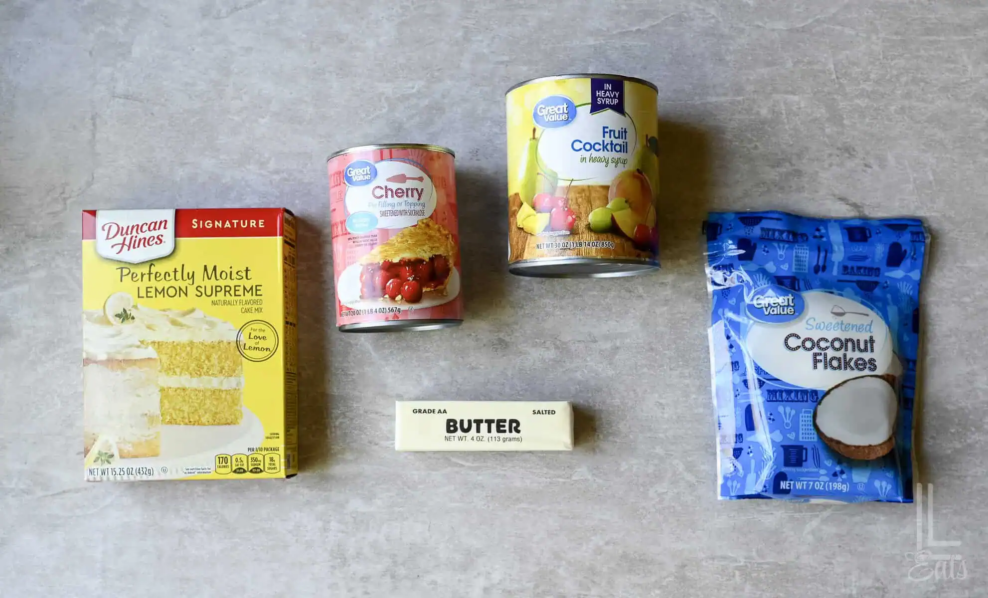 ingredients for tropical crock pot dump cake.