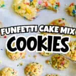 Colorful funfetti cookies with sprinkles on a white surface, close-up shot.