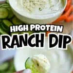 Creamy high-protein ranch dip served with fresh vegetables for healthy snacking.
