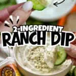 Close-up of cottage cheese ranch dip with cucumber slices, fresh ingredients, and seasonings.