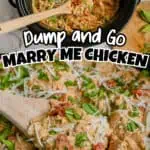 Creamy crock pot Marry Me Chicken with herbs and vegetables.