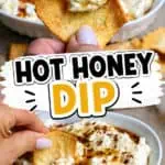 Creamy hot honey dip with sweet and spicy flavor served with toast.