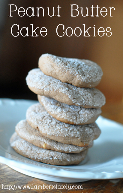 Peanut Butter Cake Cookies - soft and chewy in the middle with a little bit of crunch from sugar coating!