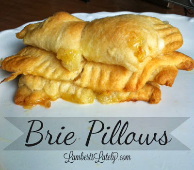 Baked Brie Pillows...SO ooey, gooey delicious. Only 3 ingredients to absolute wow guests! https://www.lambertslately.com/2013/09/baked-brie-pillows-recipe.html