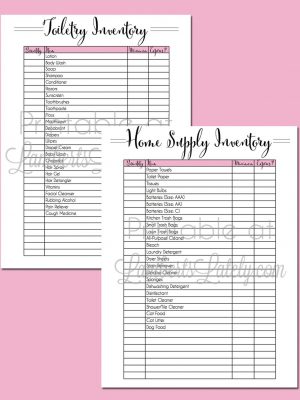 home organization printables - home supplies inventory