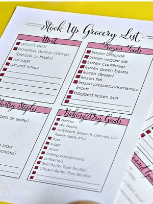 home organization printables - stock up grocery list